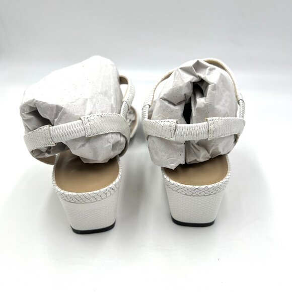 Walking‎ Cradles Size 7 Snakeskin Embossed White Leather Heels Sandals Shoes - Picture 7 of 14